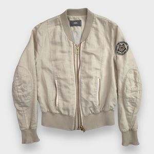 ZADIG & VOLTAIRE Lola Linen Double Zipper Skull Bomber Jacket Women's Medium